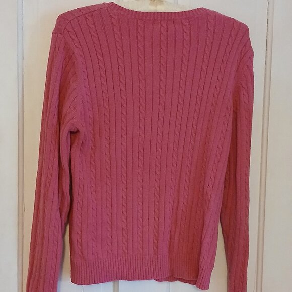 IZOD Women's Cable Knit Sweater Hot Pink Large - Picture 4 of 4